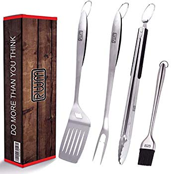 15 Pc BBQ Grill Tool Kit Spatula Tongs Basting Brush Stainless Steel Tools 15 Pc BBQ Grill Tool Kit Spatula Tongs Basting Brush Stainless Steel Tools